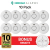 Emerald Planet Wireless Interconnected Photoelectric Smoke Alarm - 10 Pack + Bonus Remote