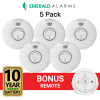 Emerald Planet Wireless Interconnected Photoelectric Smoke Alarm - 5 Pack + Bonus Remote