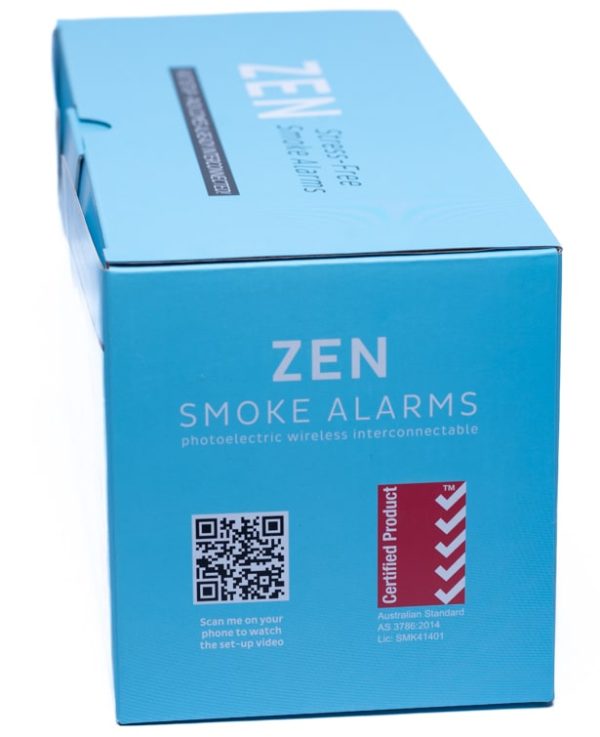 ZEN Wireless Interconnected Photoelectric Smoke Alarm - 10 Pack - Right Side Box Image