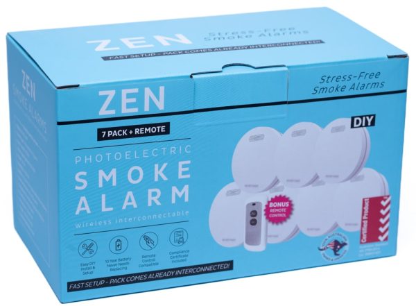 ZEN Wireless Interconnected Photoelectric Smoke Alarm - 7 Pack - Front Box Image